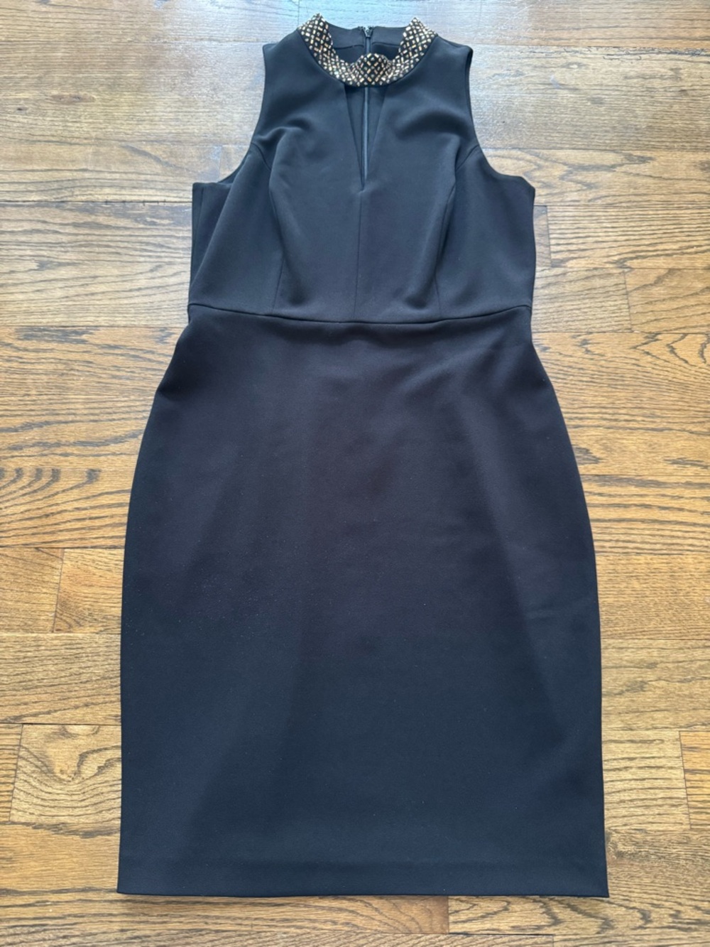 Calvin Klein Black Embellished Collar Sheath Dress Size 8